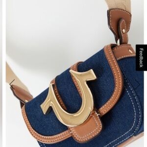 True Religion Horseshoe mini bag denim and faux leather shoulder strap